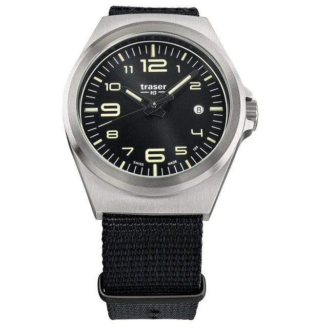 Traser Essential M Black Dial Watch w/Trigalight + SuperLuminova #108638 kol saati