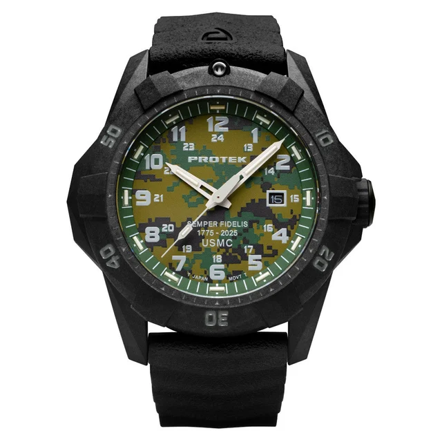 Protek Carbon Composite Dive Watch USMC 250th Anniversary #PT1015SFC kol saati