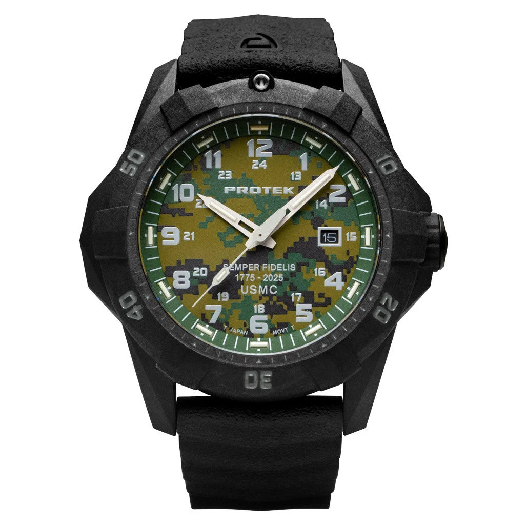 Protek Carbon Composite Dive Watch USMC 250th Anniversary #PT1015SFC kol saati
