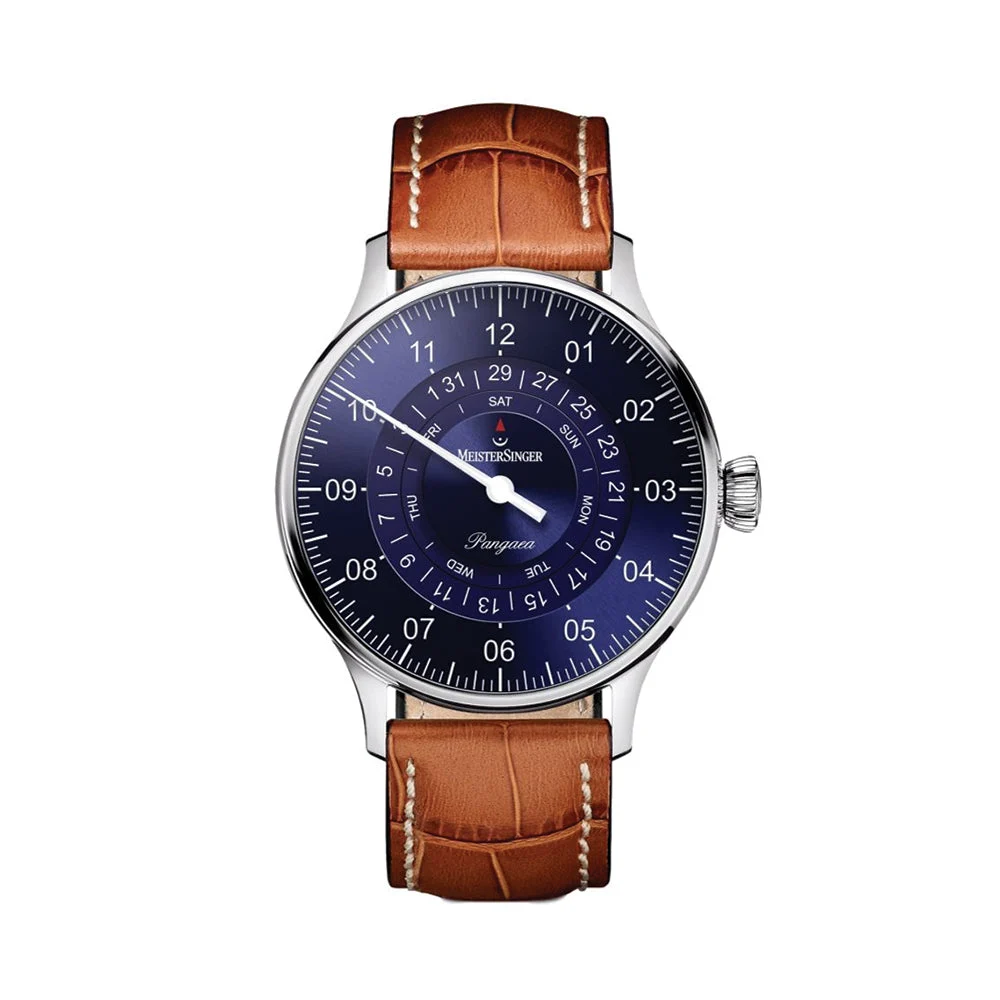 Meistersinger Pangaea Day Date 40mm - Blue on Leather Strap PDD908 40 mm kol saati