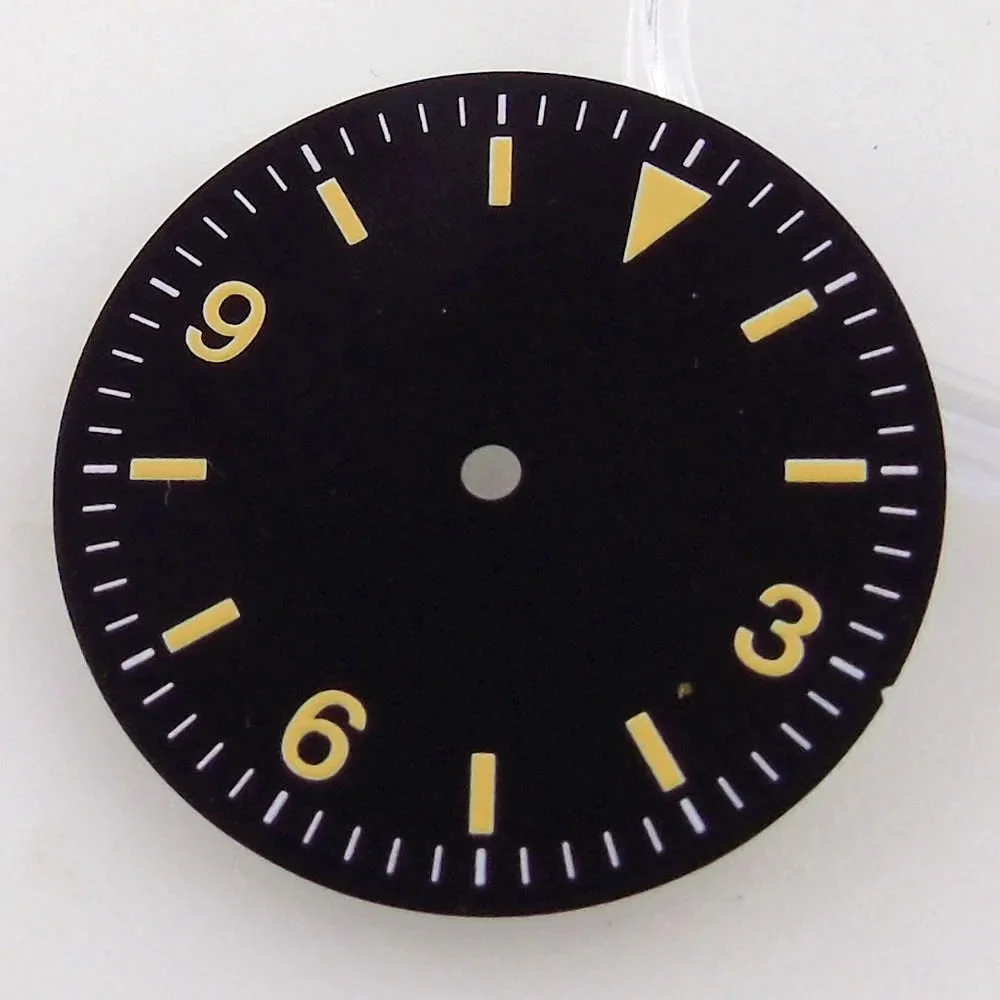 Tandorio Nologo Black Vintage 29mm Yellow Marks Explorer Watch Dial fit NH35A NH36A ETA2824 PT5000 ST2130 ST1612 MIYOTA DG 2813 Watch Needles 1005003727293845-only dial A-fit nh35a nh36a 29 mm kol saati
