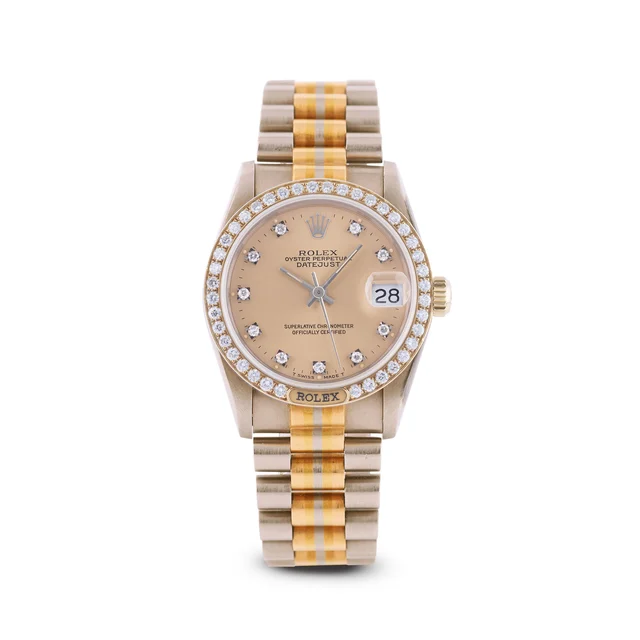 Rolex ROLEX, REF. 68149, DATEJUST TRIDOR, DIAMOND DIAL, 18K WHITE, YELLOW AND PINK GOLD ko
