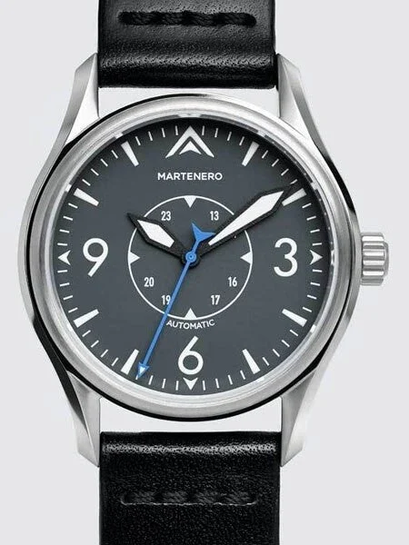 Martenero Ace Automatic Pilot Watch with Grey Dial, Sapphire Crystal #ACE006 38 mm kol saati