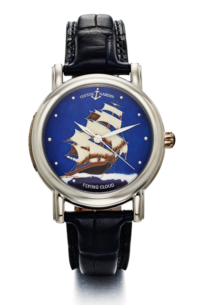 Ulysse Nardin ULYSSE NARDIN REF. 139-10, POLYCHROME CLOISONNÉ ENAMEL DIAL; “FLYING CLOUD”; PLATINUM, 17/30 kol saati