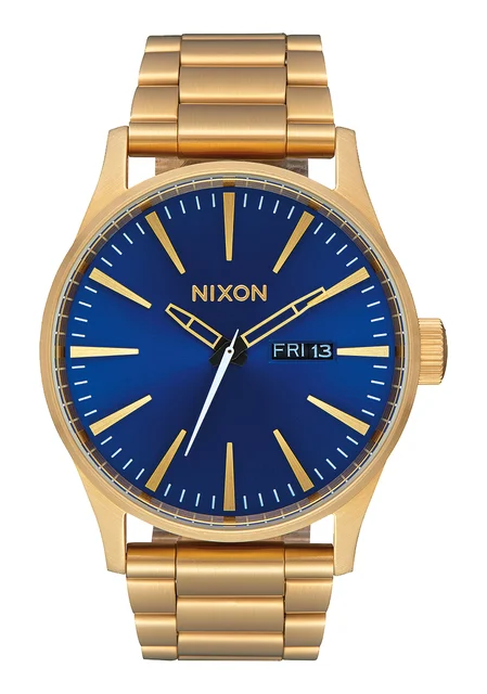 Nixon US Sentry Stainless Steel - All Gold / Blue Sunray A356-2735-00 kol saati