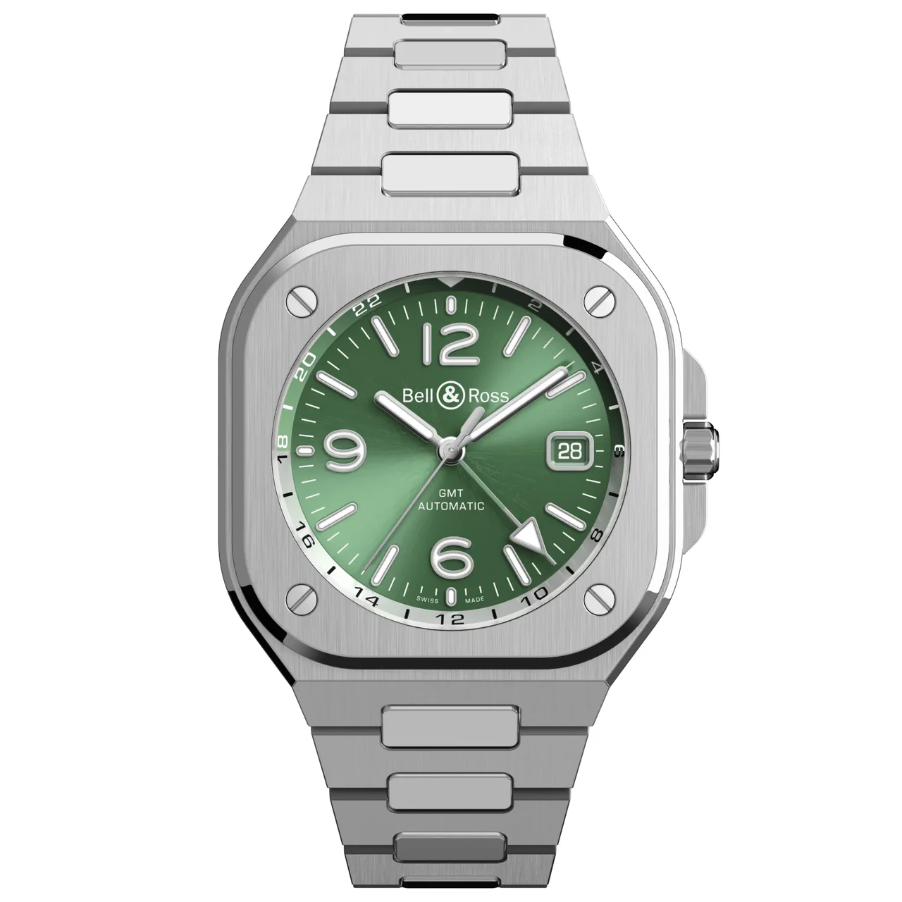 Bell & Ross GMT Green Steel BR05G-GN-ST/SST kol saati