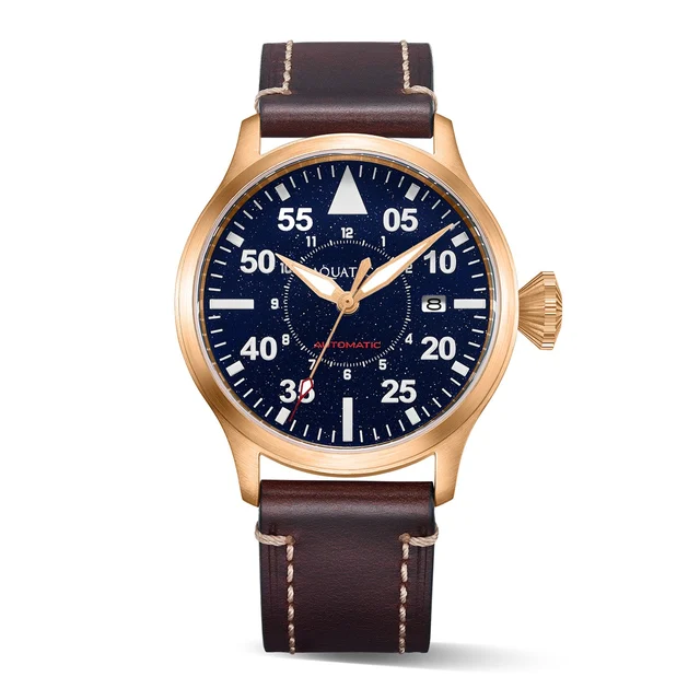 AQUATICO Bronze Horizon Hawk Aventurine Dial Automatic Pilot Watch kol saati