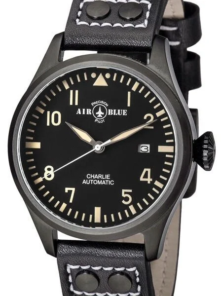 Air Blue Charlie Automatic Pilot Watch with 44mm PVD Case, Sapphire Crystal #CHARLIEAUTOPV