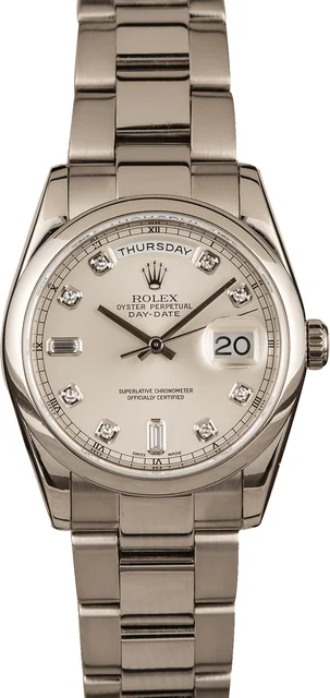 Rolex White Gold Day Date Diamond Dial T 118209SDO kol saati