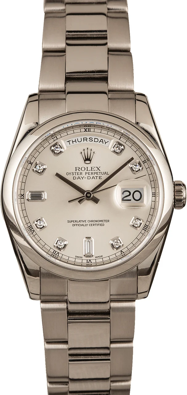 Rolex White Gold Day Date Diamond Dial T 118209SDO kol saati
