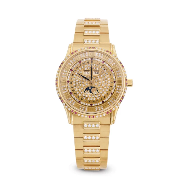 OMEGA OMEGA, REF. BA 456.0005, TRIPLE CALENDAR, MOONPHASE, DIAMOND AND RUBIES, 18K YELLOW