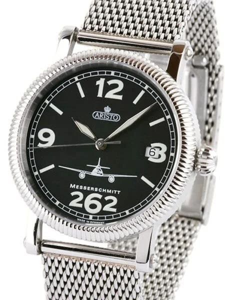 Aristo Aviator Swiss Automatic Watch with Mesh Bracelet, Sapphire Crystal 4H262-TT kol saa
