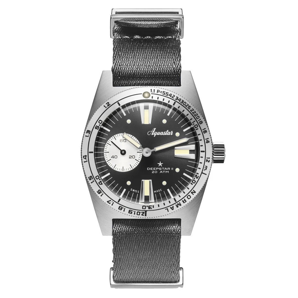 Aquastar Deepstar II Dive Watch with Steel Grey Dial #AS-776033 37 mm kol saati