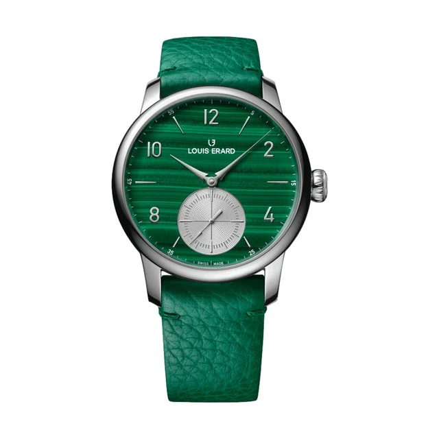 Louis Erard Excellence Petite Seconde Malachite 39mm - Green on Leather Strap 34238AA39.BV