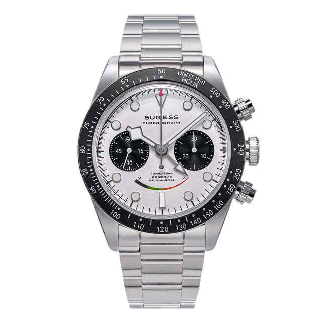 Sugess Chrono Heritage S475 Chronograph Power Reserve Smile White Panda Dial chrono-herita