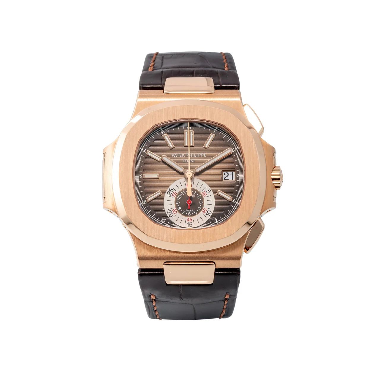 Patek Philippe PATEK PHILIPPE REF. 5980R-001, FLY-BACK CHRONOGRAPH, CO-AXIAL MINUTE AND HOUR COUNTERS; "NAUTILUS"; 18K PINK GOLD kol saati