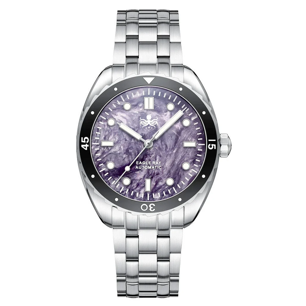 Phoibos Eagle Ray Automatic Dive with Charoite Dial #PY065HN 40 mm kol saati