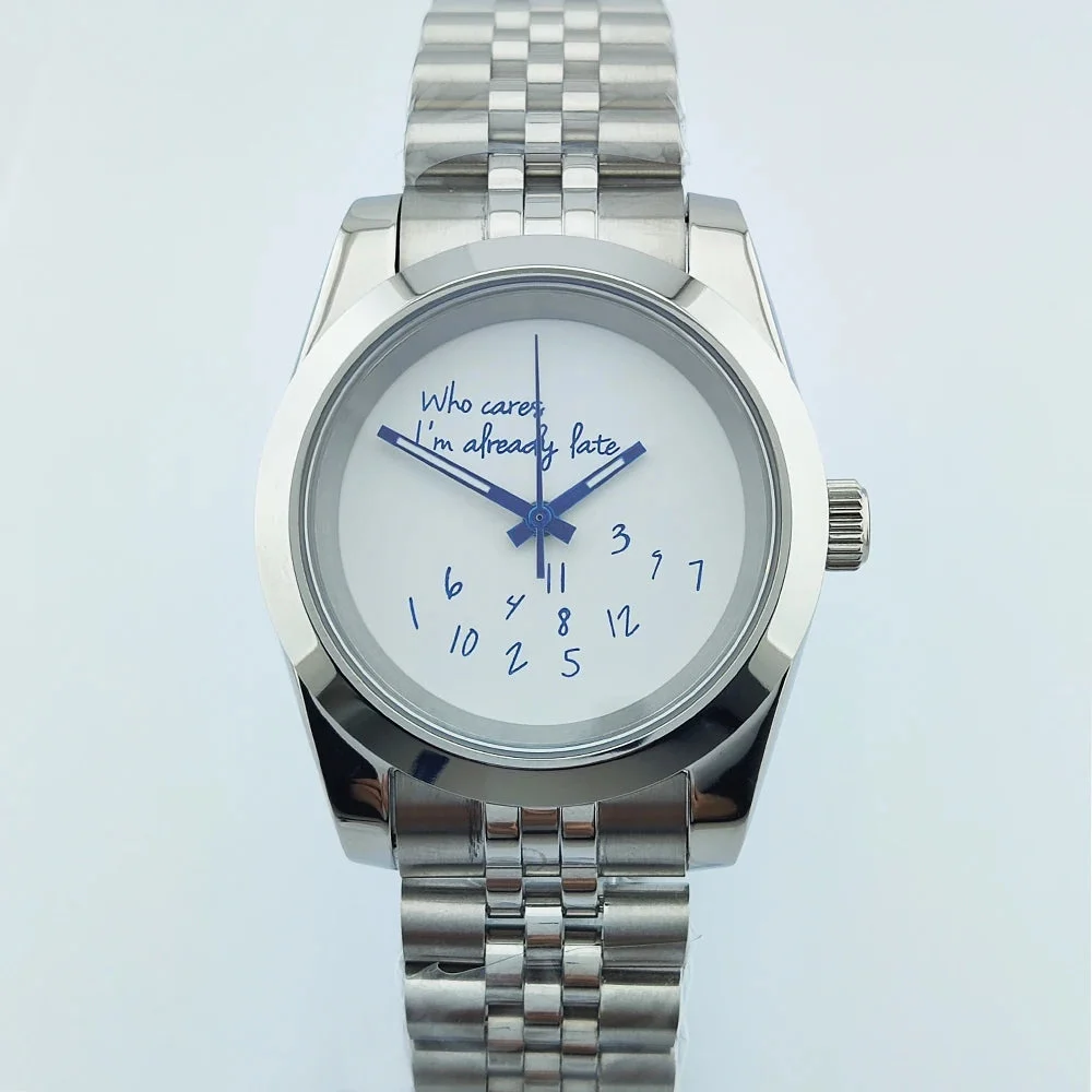 Tandorio Special Dial Explorer Watch 39mm nh35 Who cares im already late Watch Sapphire 10bar 14:350686#NO LOGO;5:56964930#39mm NH35 39 mm kol saati