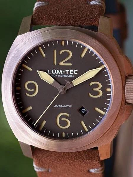 Lum Tec Lum-Tec Bronze 44mm Swiss Automatic Watch with Double Curved AR Sapphire Crystal #