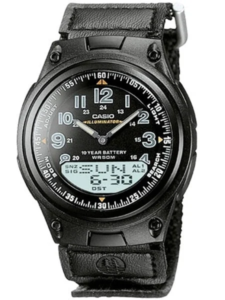 Casio Sports Analog-Digital Dual Time Watch with World Time #AW-80V-1BV kol saati