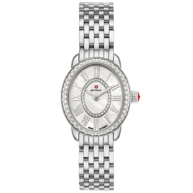Michele Watches Michele Serein Oval Diamond Stainless Steel Watch, Mww21H000001 kol saati