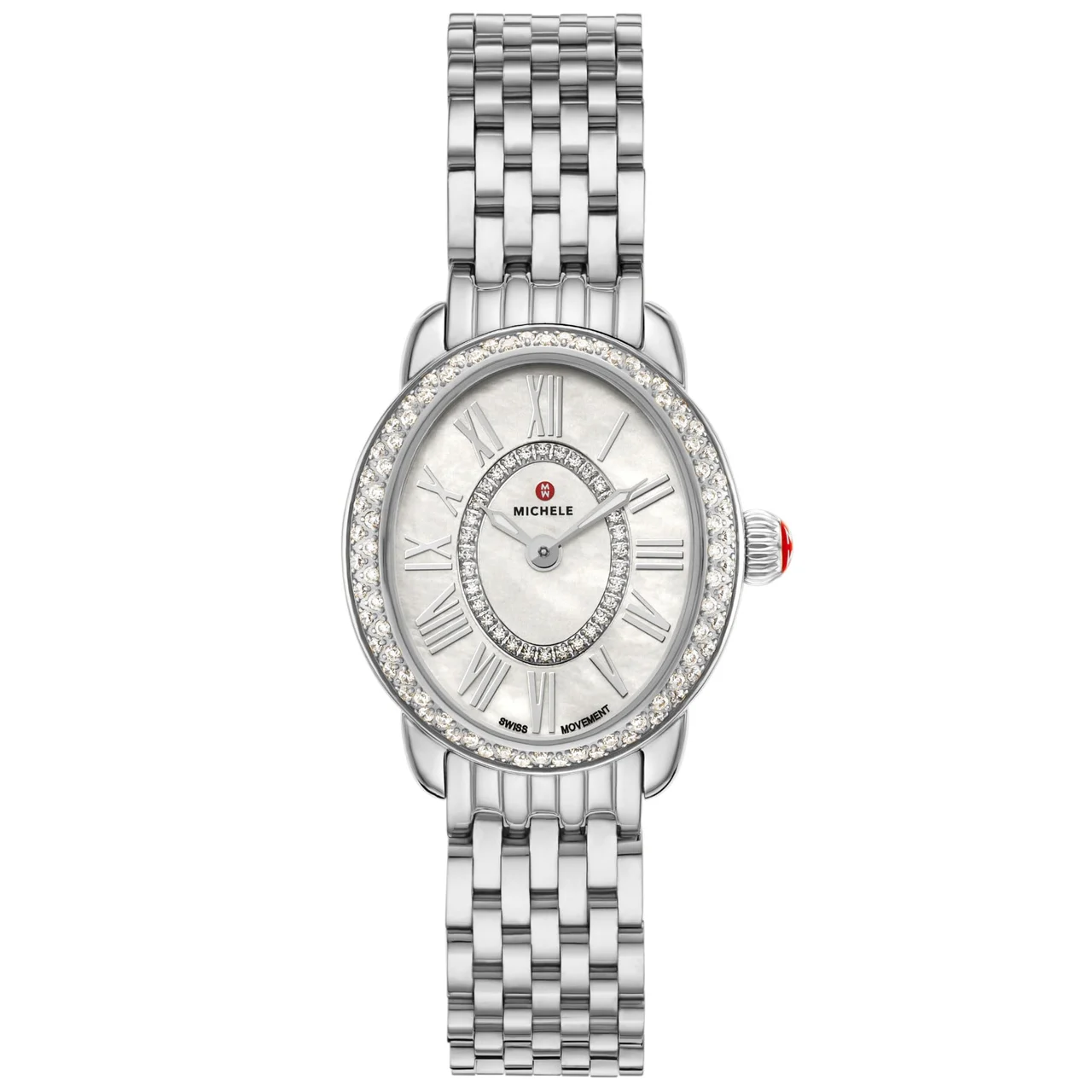 Michele Watches Michele Serein Oval Diamond Stainless Steel Watch, Mww21H000001 kol saati