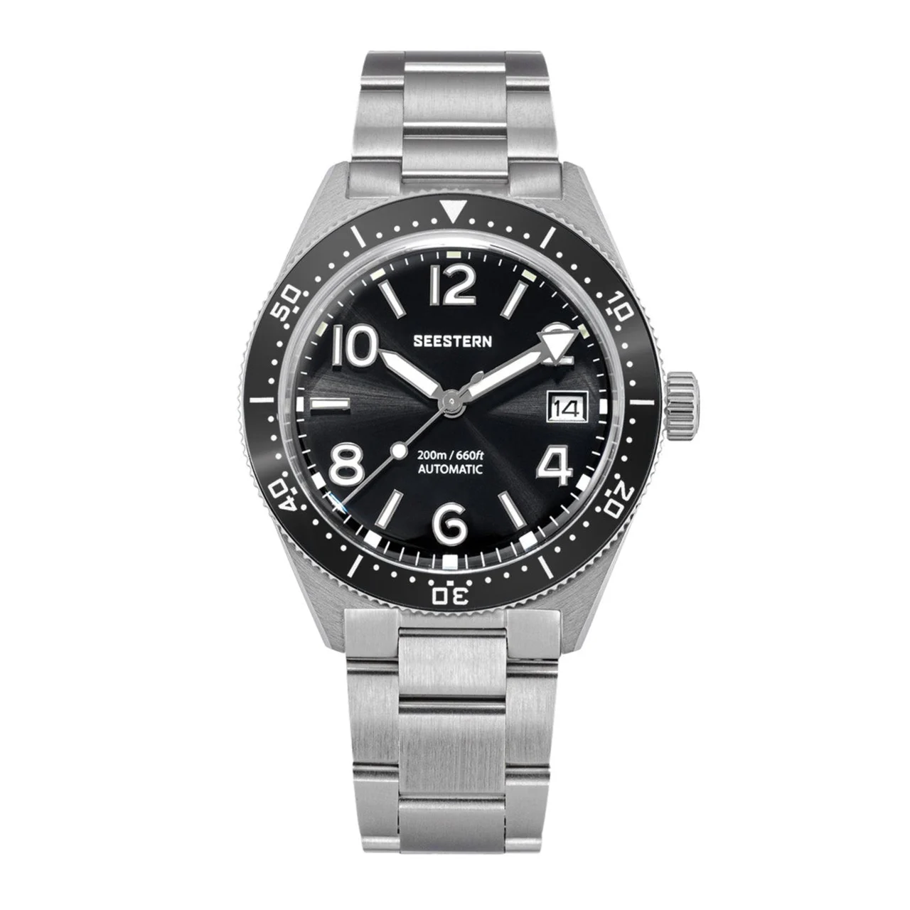 Sugess Seestern S434-2 Stainless-Steel Black Dial Professional Dive 39 mm kol saati