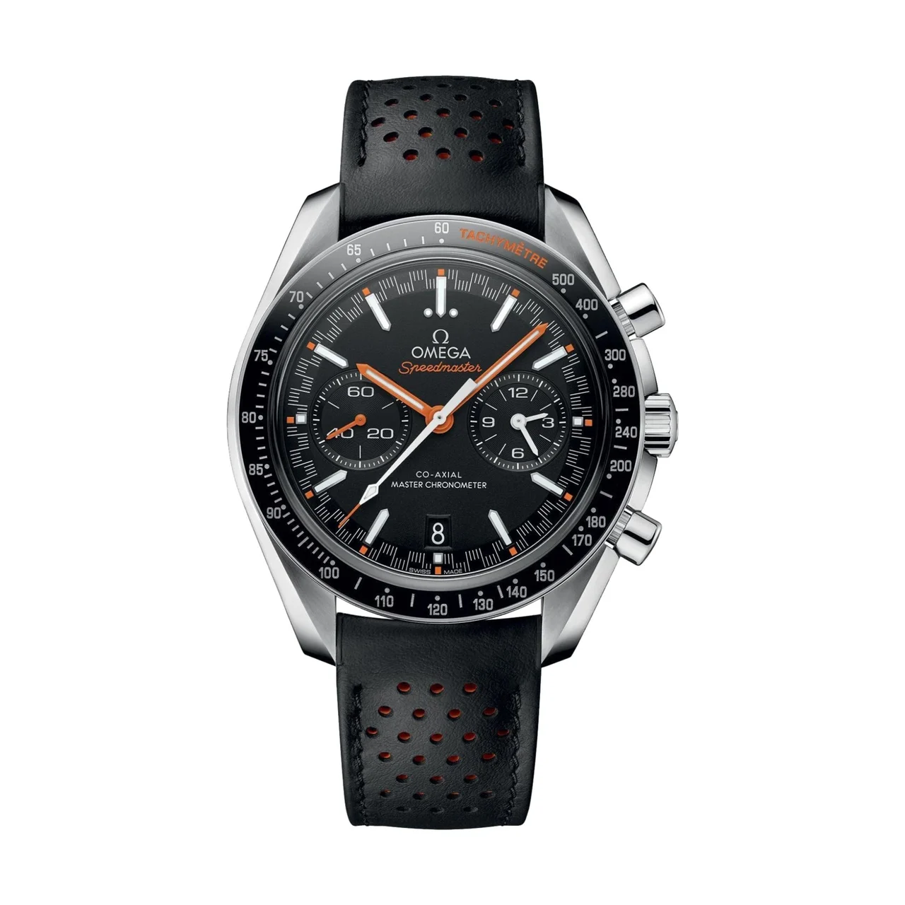 OMEGA Speedmaster Racing Chronograph 44.25mm - Black on Leather Strap O32932445101001 kol saati