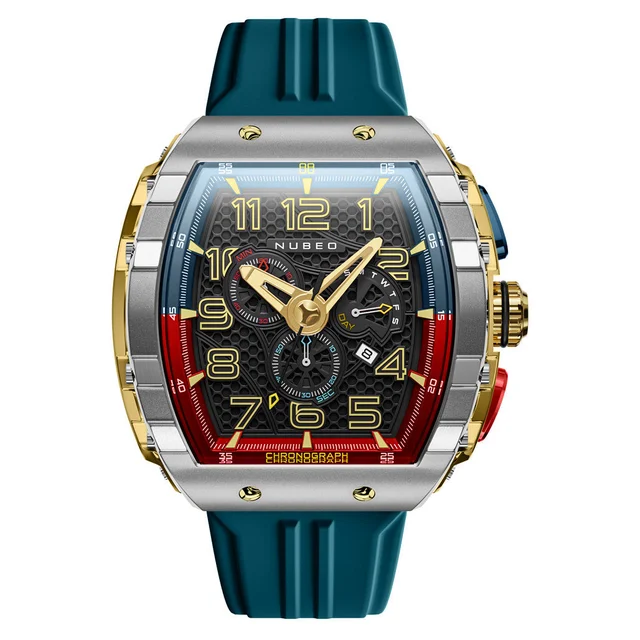 Nubeo Magellan Retrograde Chronograph Gamer Blue #NB-6088-04 kol saati