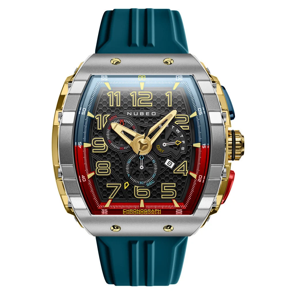 Nubeo Magellan Retrograde Chronograph Gamer Blue #NB-6088-04 kol saati
