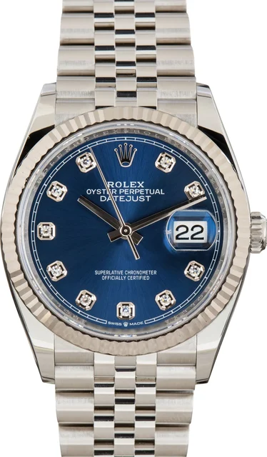 Rolex Datejust 36 Stainless Steel 126234 Blue Diamond Dial M126234-0037 kol saati