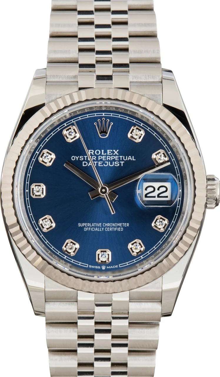 Rolex Datejust 36 Stainless Steel 126234 Blue Diamond Dial M126234-0037 kol saati
