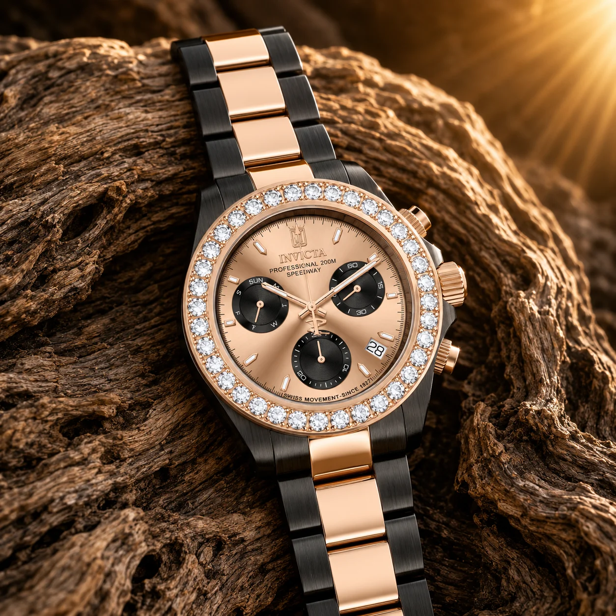 Invicta Hederia 3.6 CT LG Diamond Watch - 42mm, Black, Rose Gold (51327) 42 mm kol saati