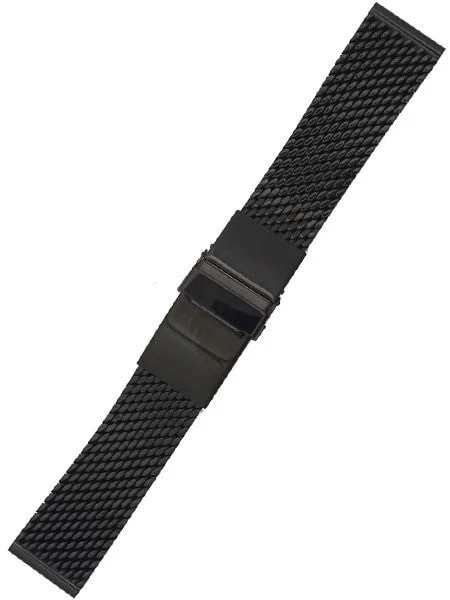 Staib Polished Black IP Mesh Bracelet #Steel-2784-20752APL (Long), (Straight End, 20mm) kol saati