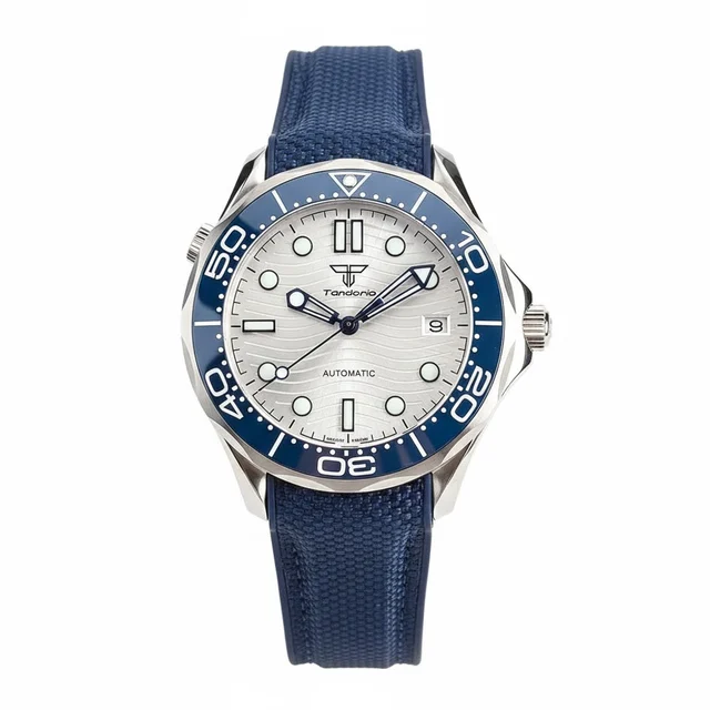 Tandorio seamaster 41mm Japan NH35A Diver Sapphire Ceramic5Bar TD221 14:200005100#blue-log