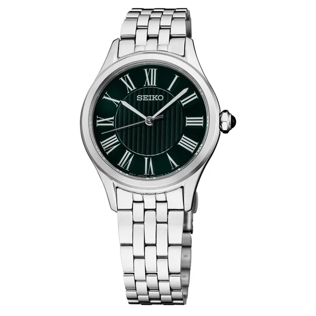 Seiko Essentials 's Roman Numeral Watch with Green Dial #SUR611 kol saati