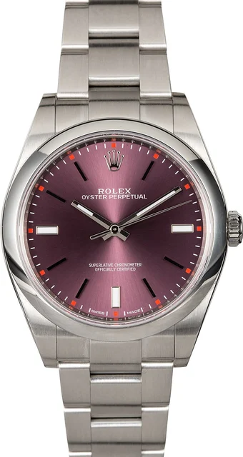 Rolex Oyster Perpetual 114300 Red Grape with Factory Stickers 114300RGSO kol saati