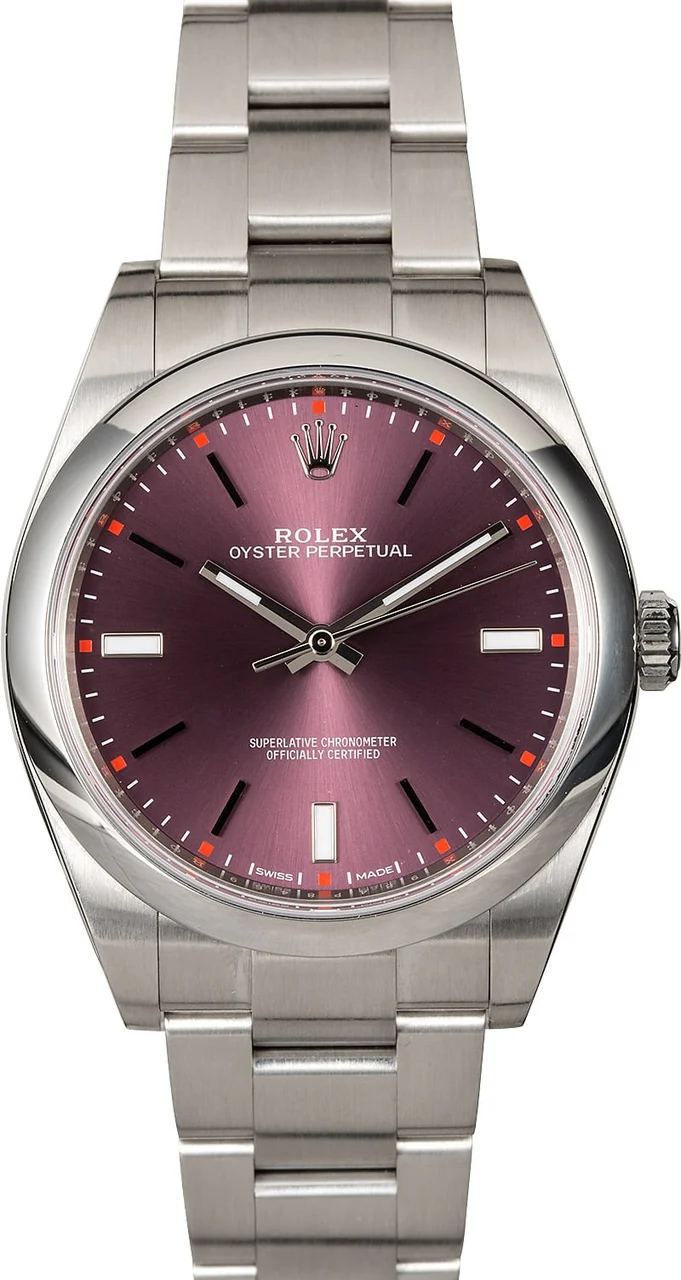 Rolex Oyster Perpetual 114300 Red Grape with Factory Stickers 114300RGSO 39 mm kol saati