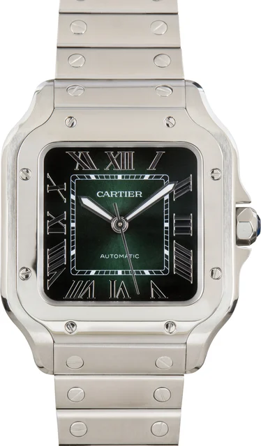 Cartier Santos De Medium Model Green Dial WSSA0061 kol saati