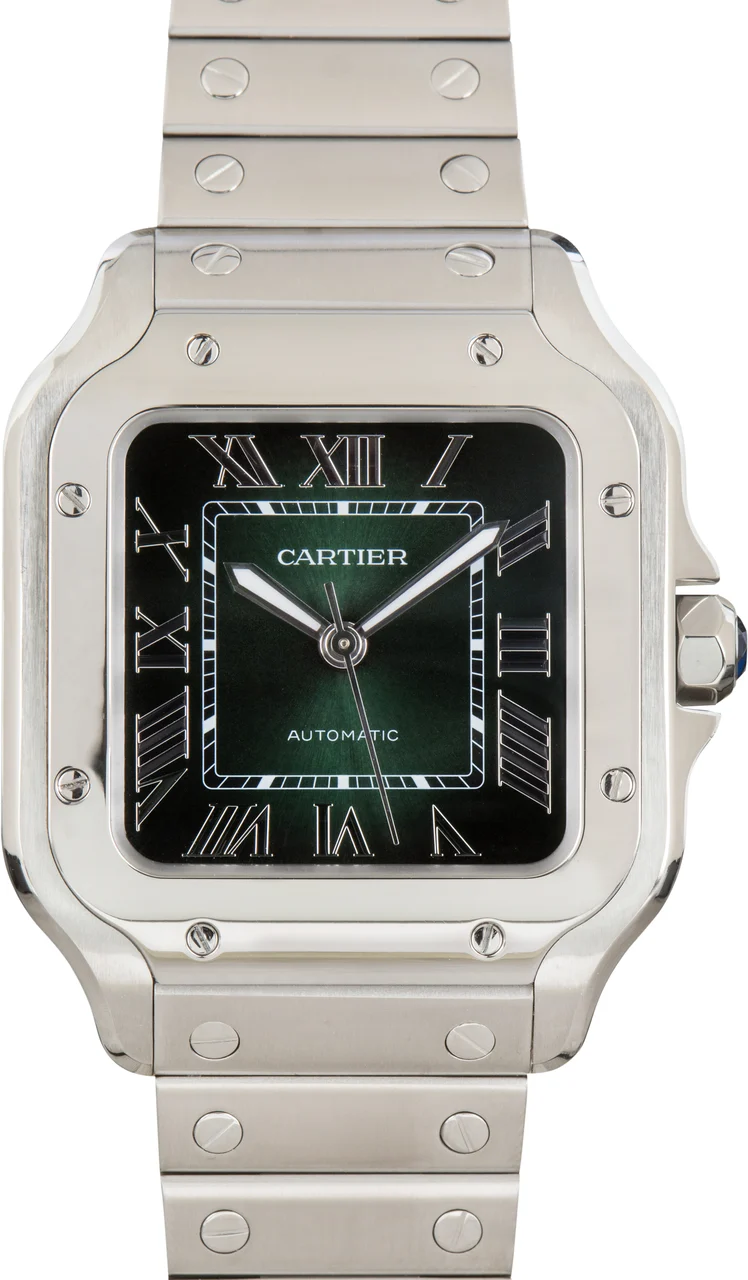Cartier Santos De Medium Model Green Dial WSSA0061 35.1 mm kol saati