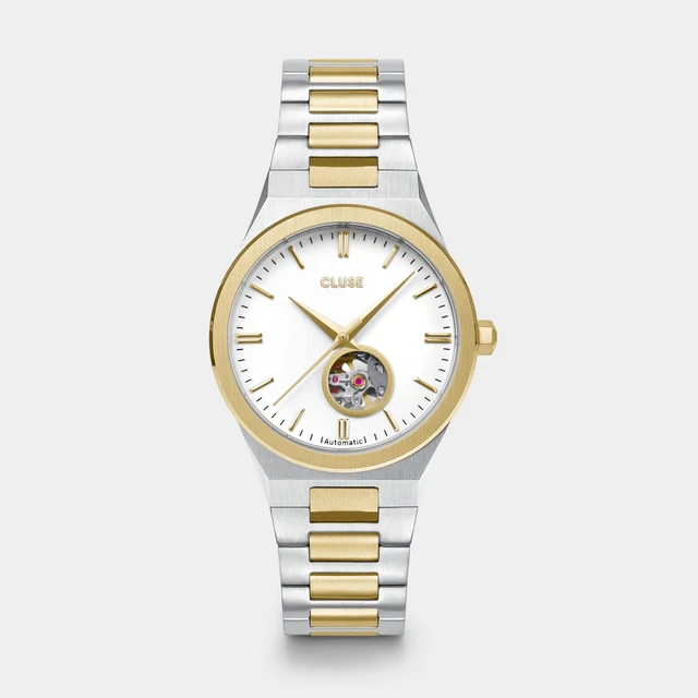 CLUSE Vigoureux Automatic Watch Steel, White, Two-Tone CW24105 kol saati