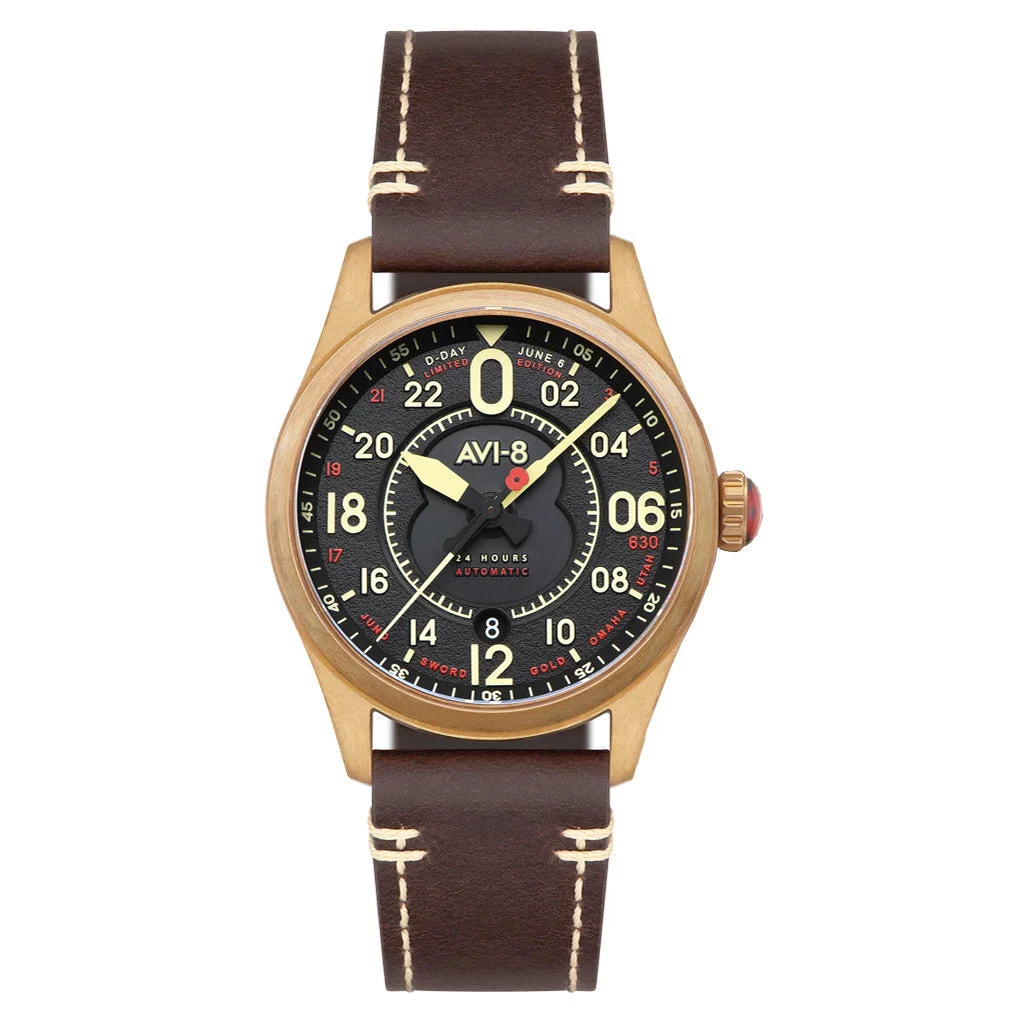 AVI-8 Spitfire D-Day 80 Royal British Legion 24 Hour Automatic Bronze LE #AV-4116-RBL-01 kol saati