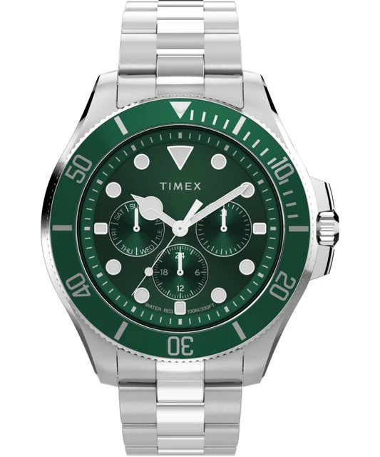 Timex Harborside Coast Multifunction 43mm Stainless Steel Bracelet Watch TW2Y33200 kol saa