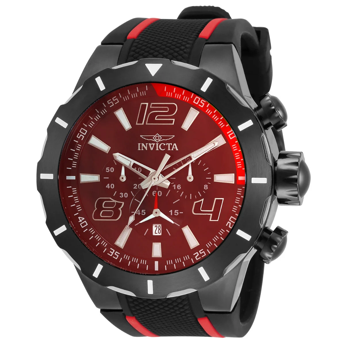 Invicta Rally Overdrive Watch - 52mm. Black, Red (34883) 52 mm kol saati