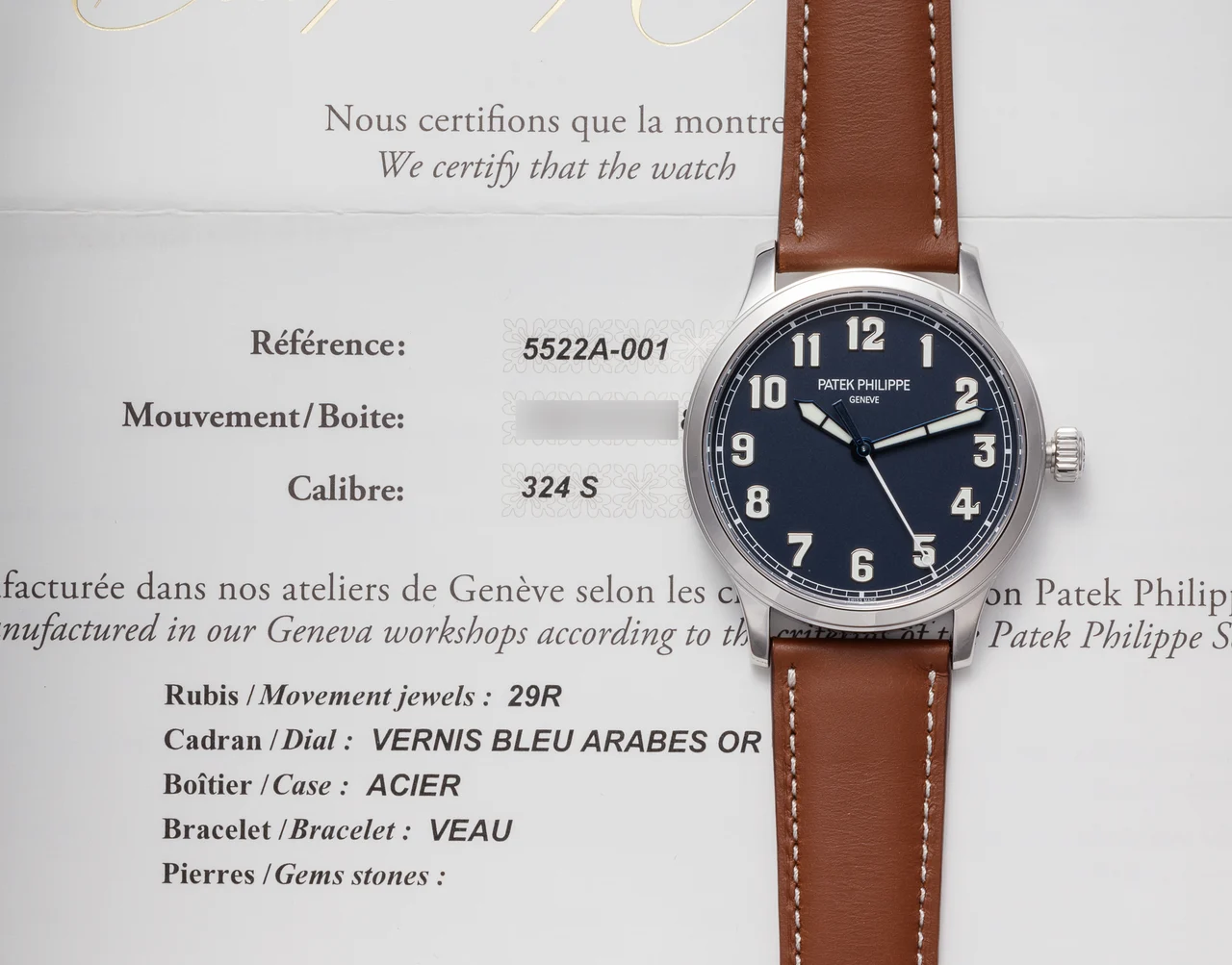 Patek Philippe PATEK PHILIPPE REF. 5522G, PILOT WATCH; LIMITED EDITION OF 600 PIECES, STAINLESS STEEL kol saati
