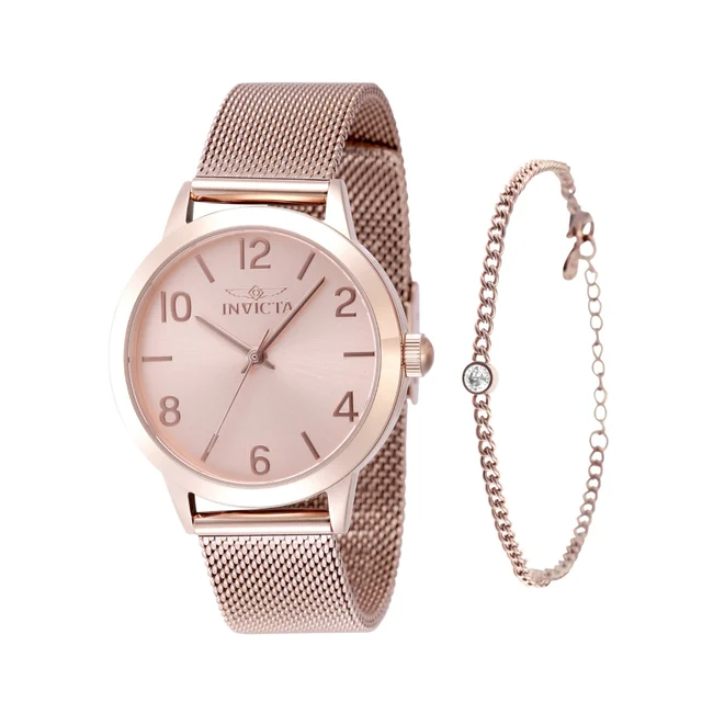 Invicta Wildflower Watch - 34mm, Rose Gold With Bracelet Set (48331) kol saati