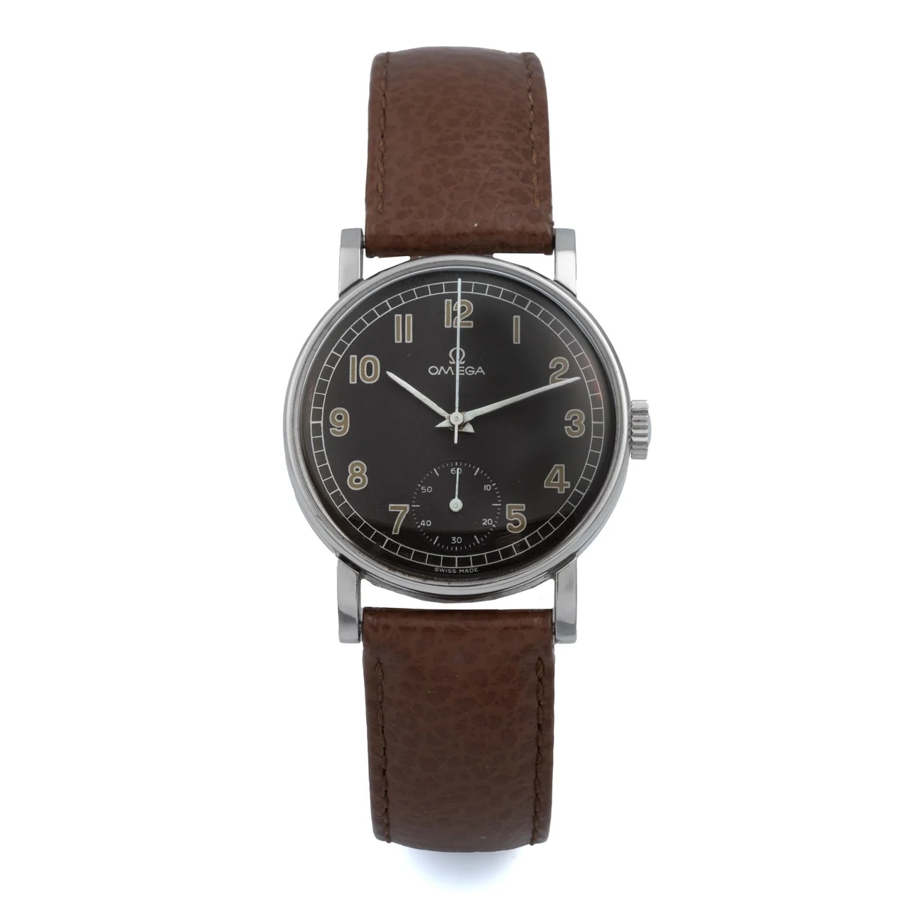 OMEGA Ref. 2242-2, double seconds (subsidiary and central), black dial, calibre 30 T2 SC PC; stainless steel kol saati
