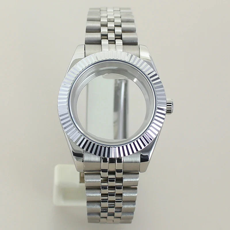 Tandorio Silver DateJust Watch Case Two Tone Watch Case 39mm 36mm Fluted Sapphire Crystal For Seiko NH35 NH36 NH38 NH34 Miyota 8215 Movement 28.5 Dial Jubilee Bracelet (Copy) 1005009102284361-Silvery 2-39mm Miyota 8215-CHINA 39 mm kol saati
