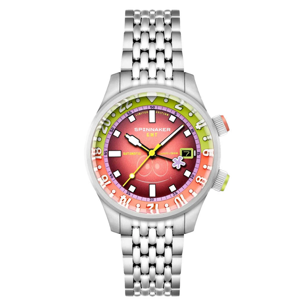 Spinnaker Spongebob Bradner GMT Bubbly Grins in Patrick Pink #SP-5162-44 kol saati