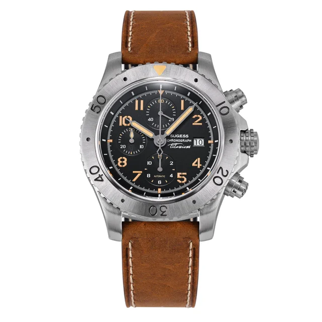 Sugess Titanium Chronograph Black Dial S464 Titanium Chronograph Black Dial kol saati